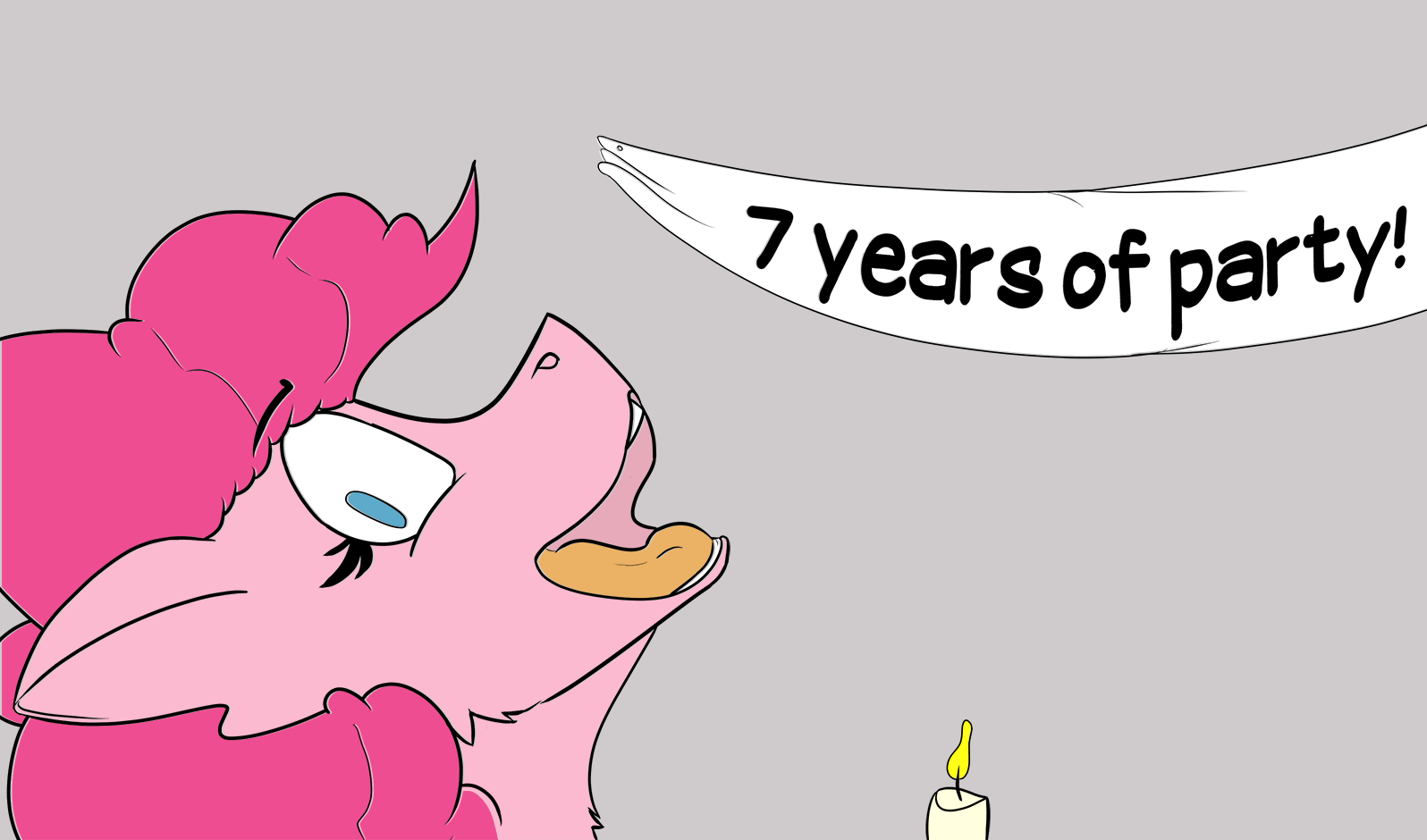 Size: 1596x940 | Tagged: safe, artist:starrypallet, character:pinkie pie, species:earth pony, species:pony, animated, candle, female, gif, happy birthday mlp:fim, mlp fim's seventh anniversary, simple background, solo, white background