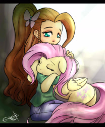 Size: 1500x1800 | Tagged: safe, artist:ereb-tauramandil, character:fluttershy, species:pony, human ponidox, humanized, natural hair color, ponidox