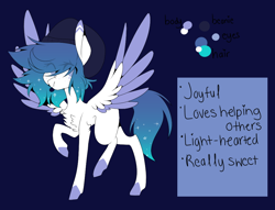 Size: 1000x763 | Tagged: safe, artist:hyshyy, oc, oc only, oc:frostbite, species:pegasus, species:pony, colored wings, female, mare, multicolored wings, reference sheet, solo, spread wings, wings