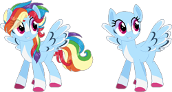 Size: 727x390 | Tagged: safe, artist:s1nb0y, base used, character:rainbow dash, species:pony, alternate hairstyle, bald, colored wings, female, mare, multicolored wings, simple background, solo, spread wings, transparent background, wings