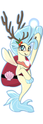 Size: 1228x3496 | Tagged: safe, artist:yinglongfujun, character:princess skystar, species:seapony (g4), g4, my little pony: the movie (2017), angler seapony, antlers, backpack, bioluminescent, blushing, christmas, female, glow, holiday, holly, simple background, smiling, solo, transparent background