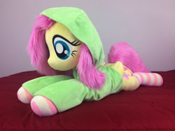 Size: 2267x1700 | Tagged: safe, artist:qtpony, character:fluttershy, clothing, hoodie, irl, photo, plushie, socks, solo, striped socks