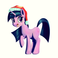Size: 1024x1024 | Tagged: safe, artist:stratodraw, character:twilight sparkle, species:pony, species:unicorn, christmas, clothing, cute, female, hat, holiday, santa hat, simple background, smiling, solo, twiabetes, white background