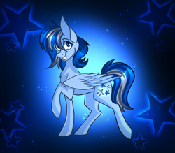 Size: 800x700 | Tagged: safe, artist:derpsonhooves, oc, oc only, species:pegasus, species:pony, abstract background, raised hoof, smiling, solo