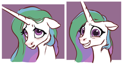 Size: 10504x5483 | Tagged: safe, artist:nadnerbd, character:princess celestia, species:alicorn, species:pony, absurd resolution, blushing, cute, cutelestia, female, floppy ears, frown, grin, looking at you, mare, missing accessory, nervous, nervous grin, sad, smiling, solo, squee