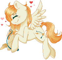 Size: 200x195 | Tagged: safe, artist:sketchyhowl, oc, oc only, oc:cupid feather, species:pegasus, species:pony, animated, cute, eyes closed, female, floating, gif, heart, hoof hold, mare, ocbetes, pixel art, simple background, smiling, solo, transparent background