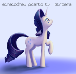 Size: 2435x2347 | Tagged: safe, artist:stratodraw, character:rarity, species:pony, species:unicorn, female, gradient background, looking up, mare, raised hoof, solo