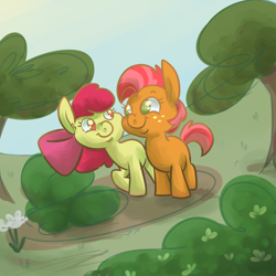 Size: 1000x1000 | Tagged: safe, artist:ponygoggles, character:apple bloom, character:babs seed, ship:appleseed, episode:one bad apple, g4, my little pony: friendship is magic, applecest, female, incest, lesbian, shipping