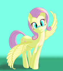 Size: 1382x1562 | Tagged: safe, artist:stratodraw, character:fluttershy, species:pegasus, species:pony, cross-eyed, female, head tilt, insect on nose, looking at something, parasprite, solo, spread wings, standing, wings