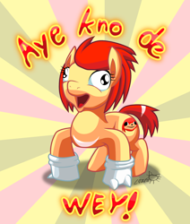 Size: 2194x2583 | Tagged: safe, artist:cazra, oc, oc only, species:earth pony, species:pony, clothing, crossover, derp, exploitable meme, gloves, knuckles the echidna, meme, open mouth, ponified, smiling, solo, sonic the hedgehog (series), ugandan knuckles, vector, wat, wide eyes