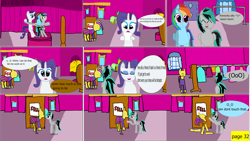 Size: 3872x2177 | Tagged: safe, artist:mellowbomb, character:rainbow dash, character:rarity, oc, oc:closingrain, comic:calamity fateful, 1000 hours in ms paint, dialogue
