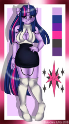 Size: 950x1700 | Tagged: safe, artist:fur-what-loo, character:twilight sparkle, species:anthro, species:pony, species:unicorn, android, breasts, cleavage, clothing, female, gynoid, robot, solo, twibot