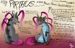 Size: 2800x1800 | Tagged: safe, artist:seventozen, oc, oc:parthus, species:pony, comic:rocket to insanity, grimdark series, grotesque series, reference sheet, sitting, solo