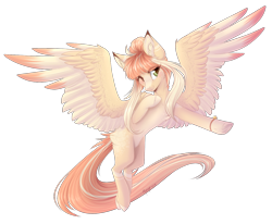 Size: 1390x1146 | Tagged: safe, artist:monogy, oc, oc only, oc:lyshuu, species:pegasus, species:pony, colored wings, colored wingtips, female, mare, one eye closed, simple background, solo, transparent background, wink
