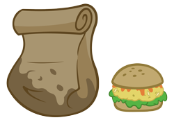 Size: 3900x2700 | Tagged: safe, artist:sofunnyguy, bag, burger, food, grease, no pony, oat burger, oats, paper bag, resource, simple background, transparent background, vector