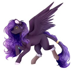Size: 1024x1010 | Tagged: safe, artist:itsizzybel, oc, oc only, oc:ender heart, species:pegasus, species:pony, clothing, colored hooves, ear piercing, female, jewelry, leonine tail, looking at you, mare, necklace, piercing, raised hoof, raised leg, simple background, socks, solo, spread wings, tail band, transparent background, wings