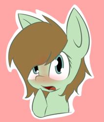 Size: 1319x1551 | Tagged: safe, artist:lofis, oc, oc:mint chocolate, blushing, cute, gasp, looking at you, open mouth, solo, stunned