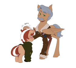 Size: 4000x3598 | Tagged: safe, artist:mylittlesheepy, oc, oc only, oc:radar, oc:roulette, species:pony, fallout equestria, adult, bomber jacket, clothing, crying, cute, female, filly, hero, jacket, male, oversized clothes, pat, ruffled hair, simple background, stallion, transparent background