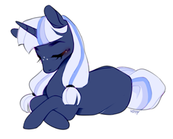 Size: 995x800 | Tagged: safe, artist:va1ly, oc, oc only, oc:silverlay, species:pony, species:unicorn, eyes closed, female, mare, prone, simple background, solo, white background
