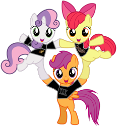 Size: 860x928 | Tagged: safe, artist:thatguy1945, artist:ziomal1987, edit, character:apple bloom, character:scootaloo, character:sweetie belle, species:earth pony, species:pegasus, species:pony, species:unicorn, arkona, cutie mark crusaders, female, filly, foal, folk metal, orphaned land, simple background, transparent background, trio, tyr, vector, vector edit