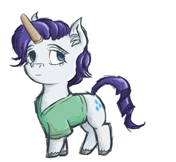 Size: 1280x1179 | Tagged: safe, artist:dreamingnoctis, character:rarity, species:pony, ask asylum twilight, chibi, cute, elusive, elusweet, horn cap, magic suppression, rule 63, rule63betes, simple background, solo, transparent background
