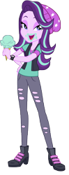 Size: 1483x3754 | Tagged: safe, artist:famousmari5, character:starlight glimmer, equestria girls:mirror magic, g4, my little pony: equestria girls, my little pony:equestria girls, spoiler:eqg specials, beanie, clothing, female, food, hat, ice cream, messy eating, simple background, solo, that human sure does love ice cream, transparent background, vector