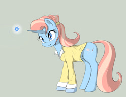 Size: 1024x783 | Tagged: safe, artist:stratodraw, oc, oc only, oc:statera, species:pony, species:unicorn, clothing, female, magic, mare, shirt, simple background, solo