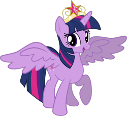 Size: 3811x3461 | Tagged: safe, artist:famousmari5, character:twilight sparkle, character:twilight sparkle (alicorn), species:alicorn, species:pony, bashful, big crown thingy, crown, cute, element of magic, female, high res, jewelry, mare, raised hoof, regalia, simple background, solo, transparent background, twiabetes, vector