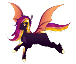 Size: 2828x2370 | Tagged: safe, artist:xenalollie, oc, oc:ethereal sunset, species:bat pony, species:pony, female, high res, mare, simple background, solo, transparent background