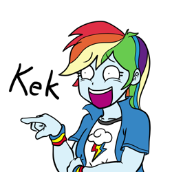 Size: 500x500 | Tagged: safe, artist:sozglitch, character:rainbow dash, my little pony:equestria girls, clothing, female, kek, simple background, solo, white background