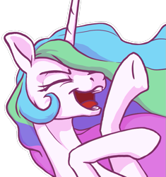 Size: 671x715 | Tagged: safe, artist:nadnerbd, character:princess celestia, species:pony, cute, cutelestia, female, hoers, laughing, mare, open mouth, simple background, smiling, solo, transparent background