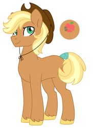 Size: 1641x2248 | Tagged: safe, artist:darlyjay, oc, oc:sun seed, parent:applejack, parent:caramel, parents:carajack, species:earth pony, species:pony, male, offspring, simple background, solo, stallion, white background