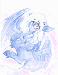 Size: 846x1092 | Tagged: safe, artist:scootiegp, oc, species:pegasus, species:pony, double wings, female, mare, multiple wings, smiling, traditional art