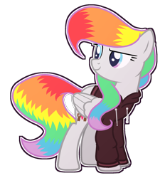 Size: 1632x1756 | Tagged: safe, artist:spectrumnightyt, oc, oc:rainbow paws, species:pegasus, species:pony, clothing, female, hoodie, mare, simple background, solo, transparent background