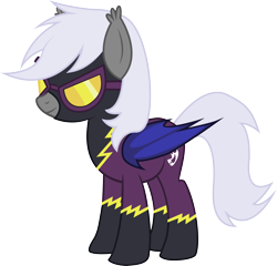 Size: 3234x3103 | Tagged: safe, artist:duskthebatpack, oc, species:bat pony, species:pony, bat pony oc, clothing, costume, female, goggles, mare, shadowbolts, shadowbolts costume, simple background, solo, transparent background