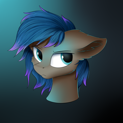 Size: 1000x1000 | Tagged: safe, artist:lunar froxy, oc, oc only, oc:laconic nocturne, species:pony, bust, commission, frown, gradient background, male, portrait, solo, stallion