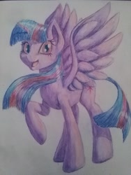 Size: 2448x3264 | Tagged: safe, artist:stratodraw, character:twilight sparkle, character:twilight sparkle (alicorn), species:alicorn, species:pony, female, mare, smiling, solo, traditional art