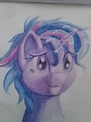 Size: 2448x3264 | Tagged: safe, artist:stratodraw, character:twilight sparkle, character:twilight sparkle (alicorn), species:alicorn, species:pony, alternate hairstyle, female, mare, smiling, solo, traditional art