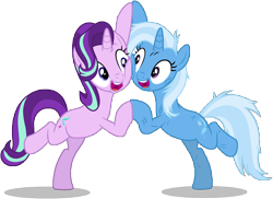 Size: 13630x9911 | Tagged: safe, artist:famousmari5, character:starlight glimmer, character:trixie, species:pony, species:unicorn, episode:on the road to friendship, absurd resolution, female, mare, messy mane, simple background, transparent background, vector