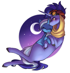 Size: 788x820 | Tagged: safe, artist:s1nb0y, character:hoo'far, character:trixie, species:pony, species:unicorn, ship:trixfar, episode:on the road to friendship, colored hooves, crescent moon, female, horse, male, mare, moon, night, saddle arabian, shipping, simple background, size difference, stallion, straight, transparent background