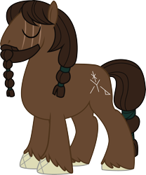 Size: 2792x3362 | Tagged: safe, artist:duskthebatpack, oc, oc only, oc:ofaerr, species:earth pony, species:pony, eyes closed, facial hair, male, scar, simple background, solo, stallion, standing, transparent background, unshorn fetlocks, vector