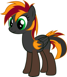 Size: 2495x2865 | Tagged: safe, artist:duskthebatpack, oc, oc only, oc:cynder, species:pegasus, species:pony, female, folded wings, mare, simple background, smiling, solo, standing, transparent background, vector