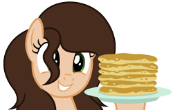 Size: 2568x1640 | Tagged: safe, artist:diamond-chiva, base used, oc, oc:artistic melody, species:pony, female, food, mare, pancakes, simple background, solo, transparent background