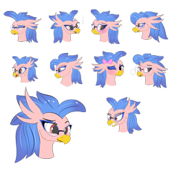 Size: 5000x5000 | Tagged: safe, artist:lunar froxy, oc, oc only, oc:vivian iolani, species:classical hippogriff, species:hippogriff, absurd resolution, blushing, expressions, female, glasses, simple background, solo, transparent background