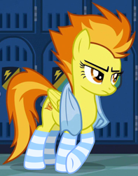 Size: 2331x2953 | Tagged: safe, artist:earth_pony_colds, edit, edited screencap, screencap, character:spitfire, clothing, female, photoshop, socks, solo, striped socks