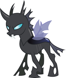 Size: 2335x2756 | Tagged: safe, artist:duskthebatpack, oc, oc only, oc:turquoise wave, species:changeling, fangs, male, simple background, solo, standing, transparent background, vector, wings