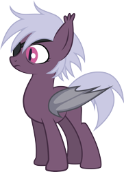 Size: 2150x2972 | Tagged: safe, artist:duskthebatpack, oc, oc only, oc:vigilant heart, species:bat pony, species:pony, bat wings, ear fluff, eyepatch, female, folded wings, mare, show accurate, simple background, slit eyes, solo, standing, transparent background, vector