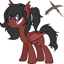 Size: 2871x2856 | Tagged: safe, artist:duskthebatpack, oc, oc only, oc:mariposa, species:bat pony, species:pony, bat pony oc, commission, ear fluff, fangs, female, folded wings, high res, mare, simple background, slit eyes, solo, standing, transparent background, vector, wings
