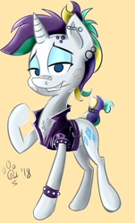 Size: 1507x2503 | Tagged: safe, artist:catlion3, character:rarity, species:pony, species:unicorn, alternate hairstyle, clothing, female, mare, punk, punkity, solo