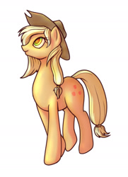 Size: 1147x1580 | Tagged: safe, artist:stratodraw, character:applejack, species:earth pony, species:pony, clothing, cowboy hat, female, hat, mare, simple background, smiling, solo, stetson